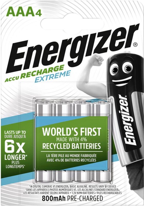 Energizer - Extreme - Oplaadbare Batterijen - AAA - 800 mAh - Nikkel-metaalhydride