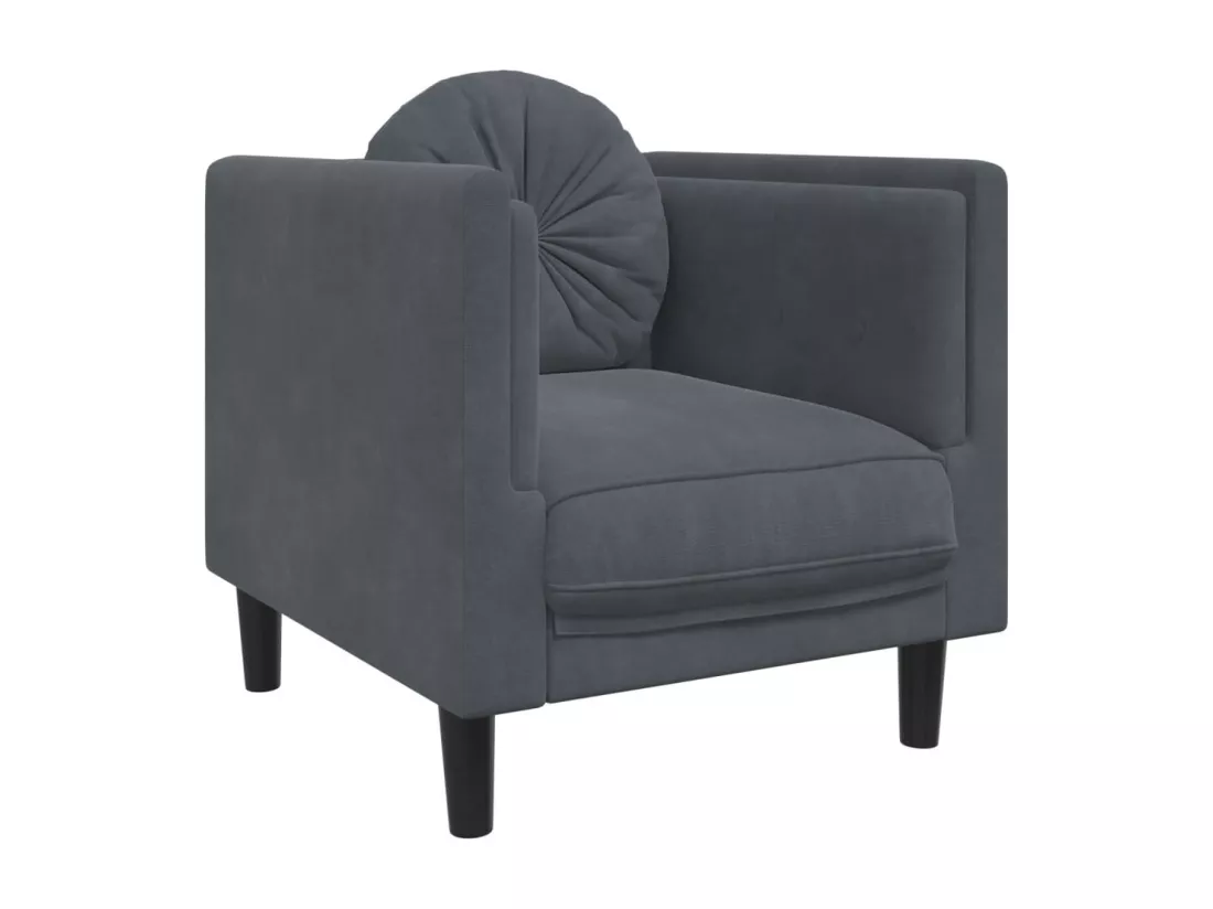 Ensemble de canapés 3 pcs avec coussins gris foncé velours