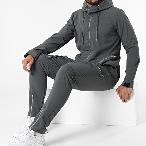 Ensemble Veste Zippée Capuche Et Pantalon Jogging LL602 Gris Anthracite