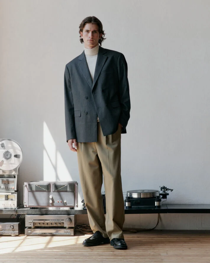 Casual Friday CFBRUCE pinstriped relaxed blazer Dark grey melange