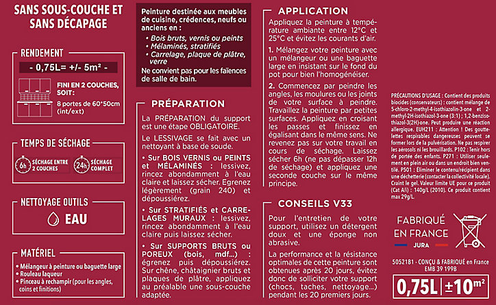 Peinture de rénovation meuble cuisine V33 anthracite satin 750ml
