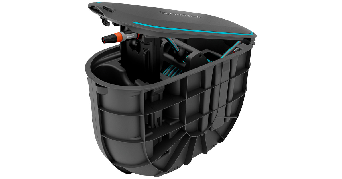 GARDENAUndercover slangenbox RollUp M, 20 meter slanghaspel  (Zwart/turquoise)