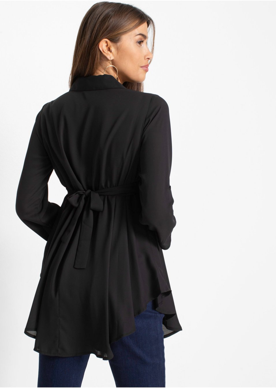 Blouse longue avec ceinture avec polyester recyclé
