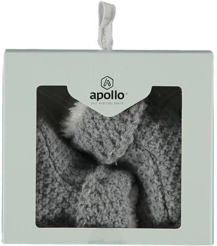 Apollo gebreide baby slofjes 0-3 mnd grijs Polyester Effen 0-3 mnd