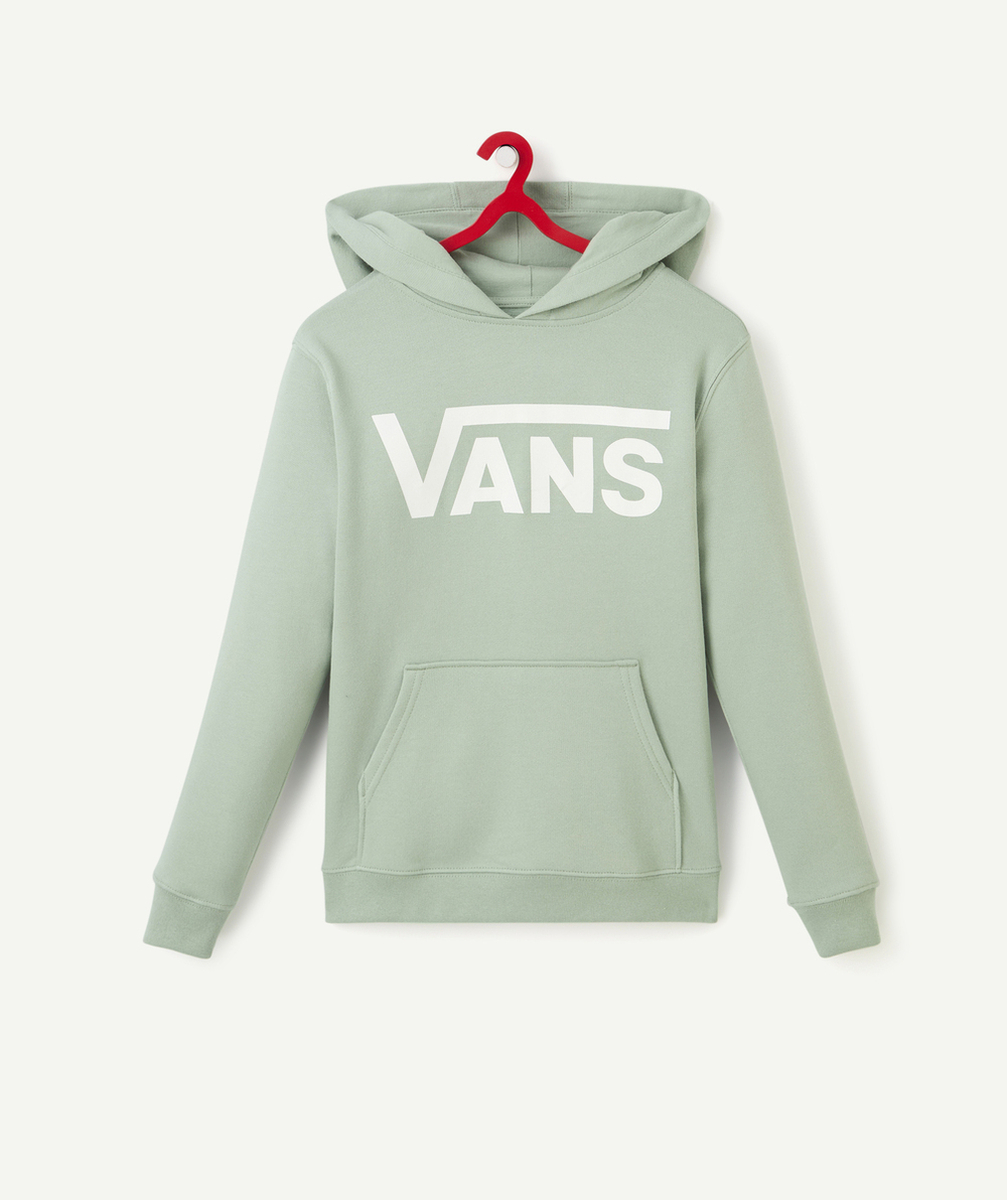 VANSSWEAT À CAPUCHE GARÇON EN COTON VERT AVEC LOGO