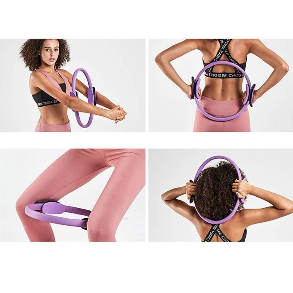 (38x3cm) Pilates Circle Widerstandsring Yoga Ring Loop mit Doppelgriff - Lila