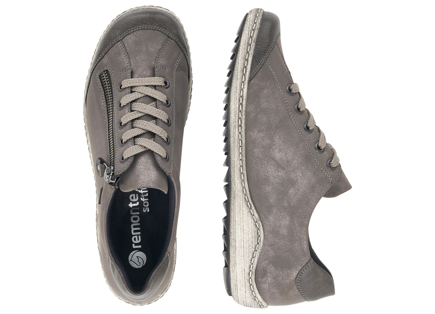 Remonte Schnür-Sneaker mit zartem Schimmer oder Knitter-Struktur