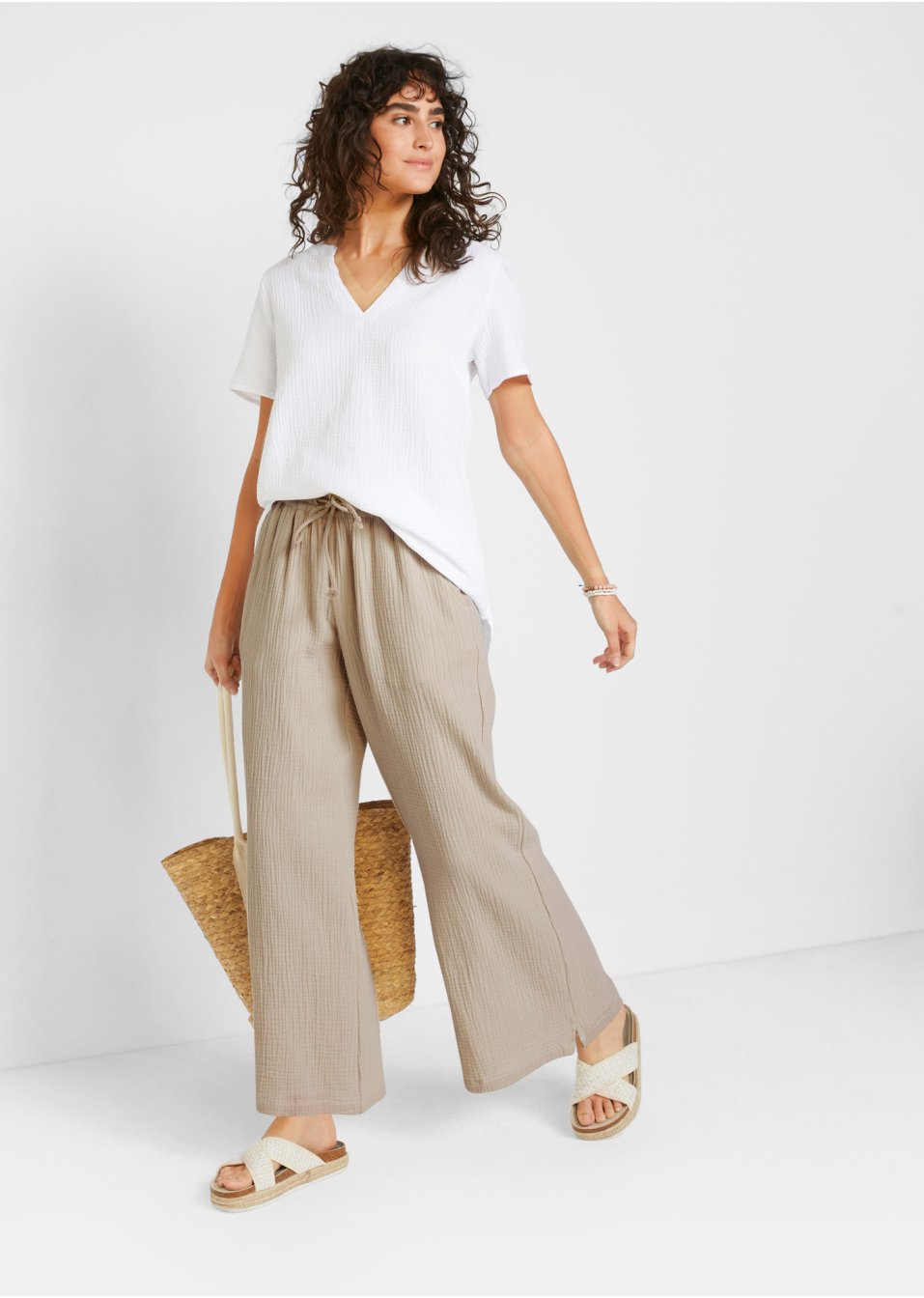Pantalon palazzo en mousseline