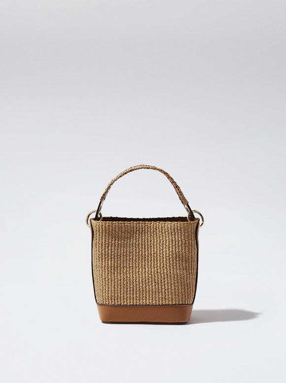 Bolsa de palha tipo balde - Camel