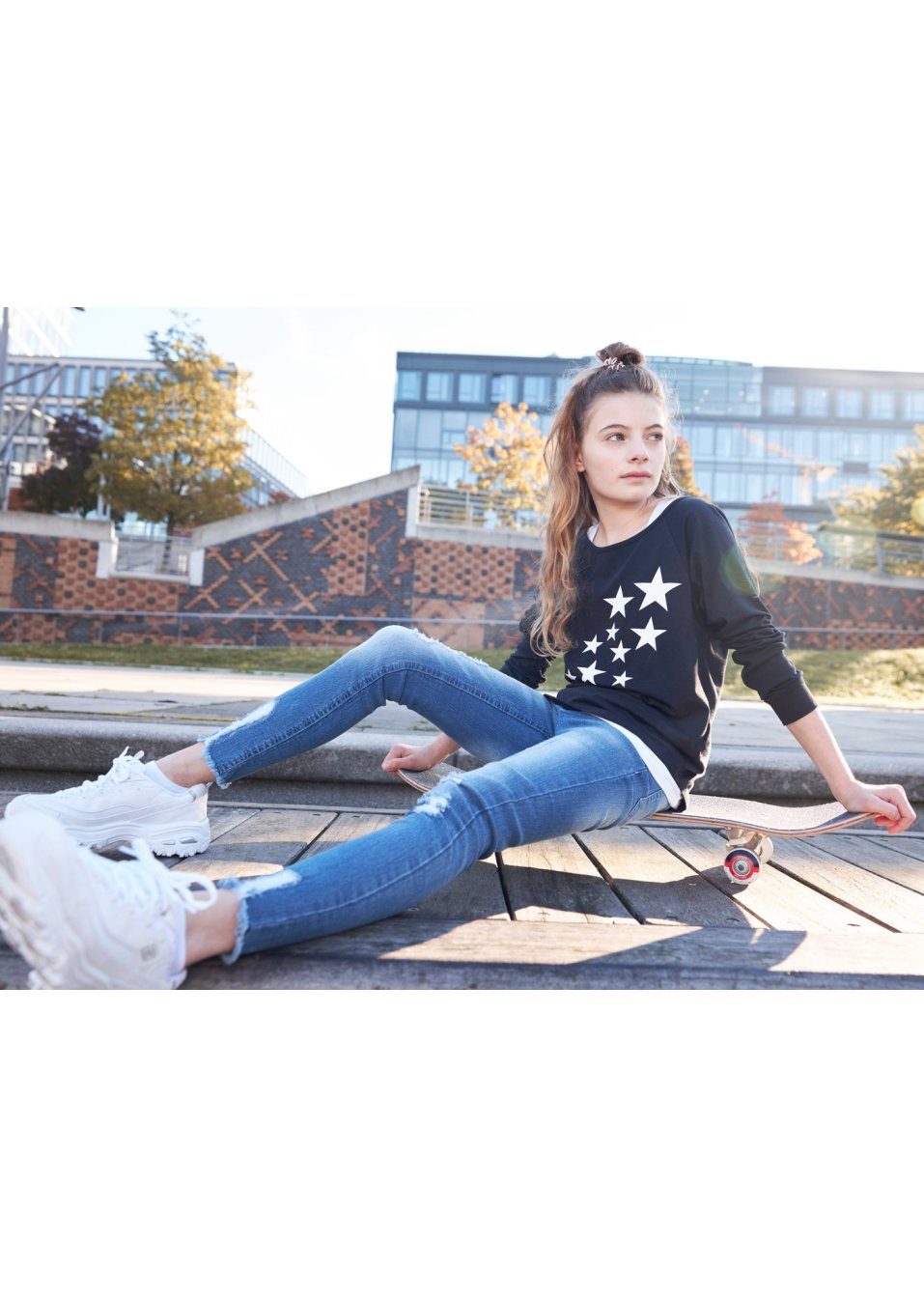 T-shirt fille avec top (Ens. 2 pces.) en coton