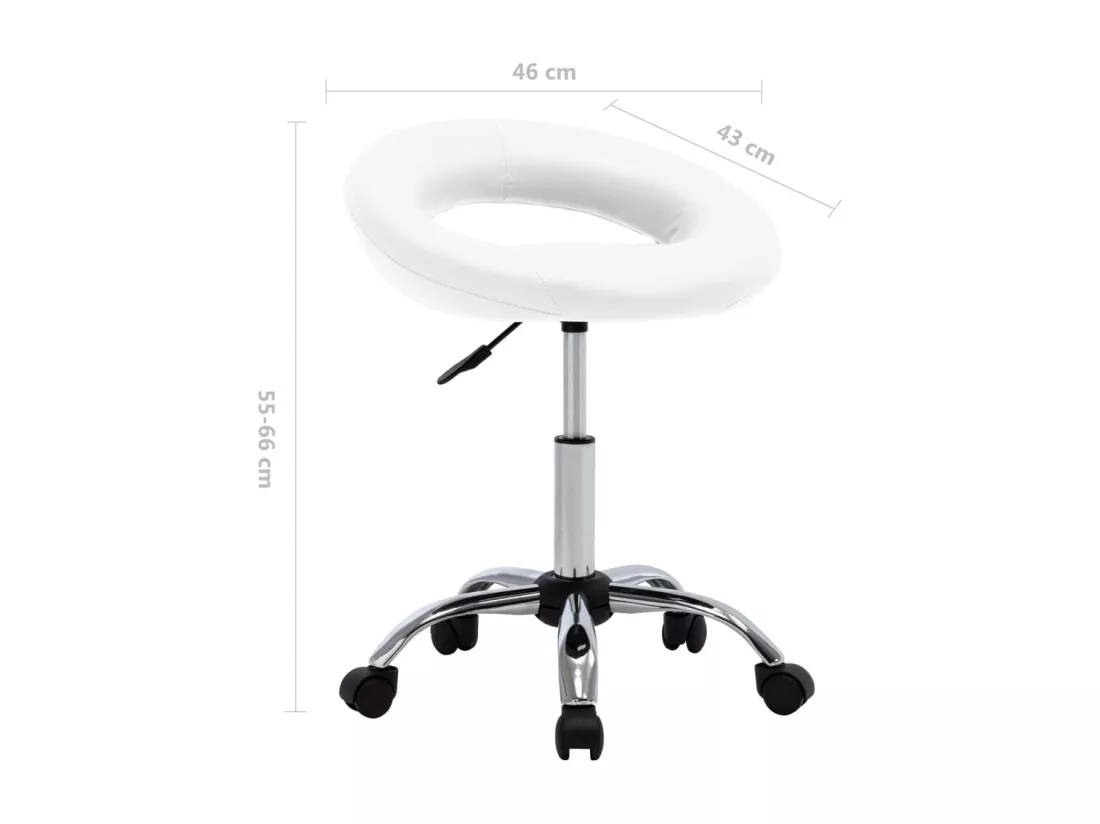 Prolenta Premium - Chaise de travail roulante Blanc Similicuir