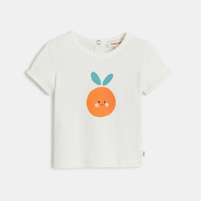 T-shirt bébé fille blanc à motif orange naissance Catimini Blanc