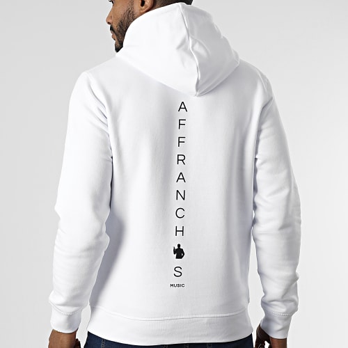 Sweat Capuche Vertical Back Blanc Noir
