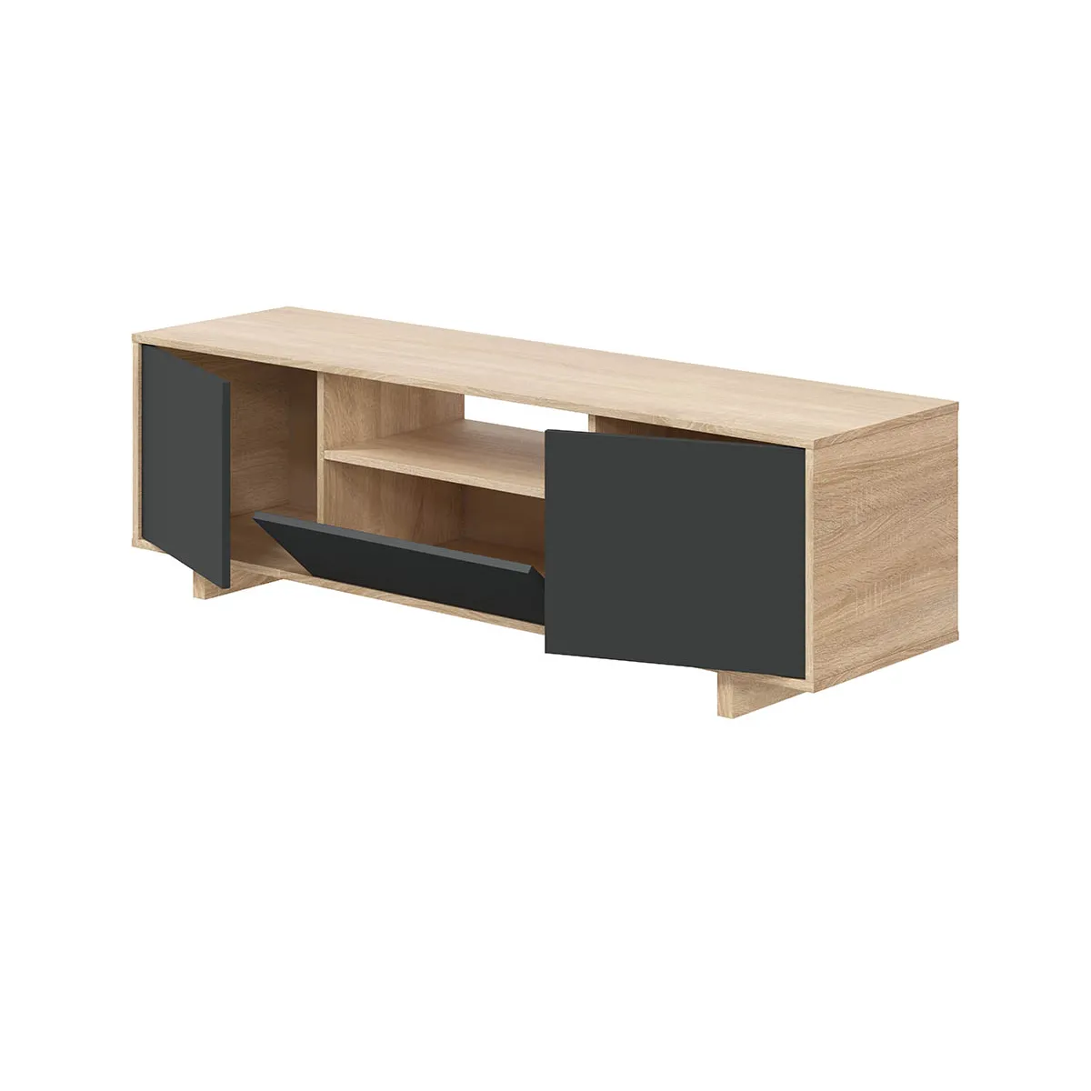 Pegane Meuble TV - Chêne canadien/gris anthracite