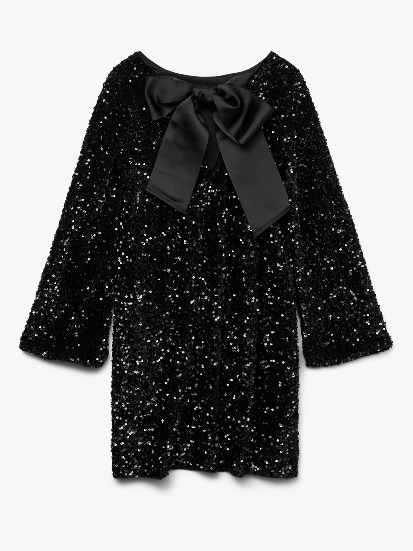 Etta Long Sleeve Boatneck Short Bow Dress