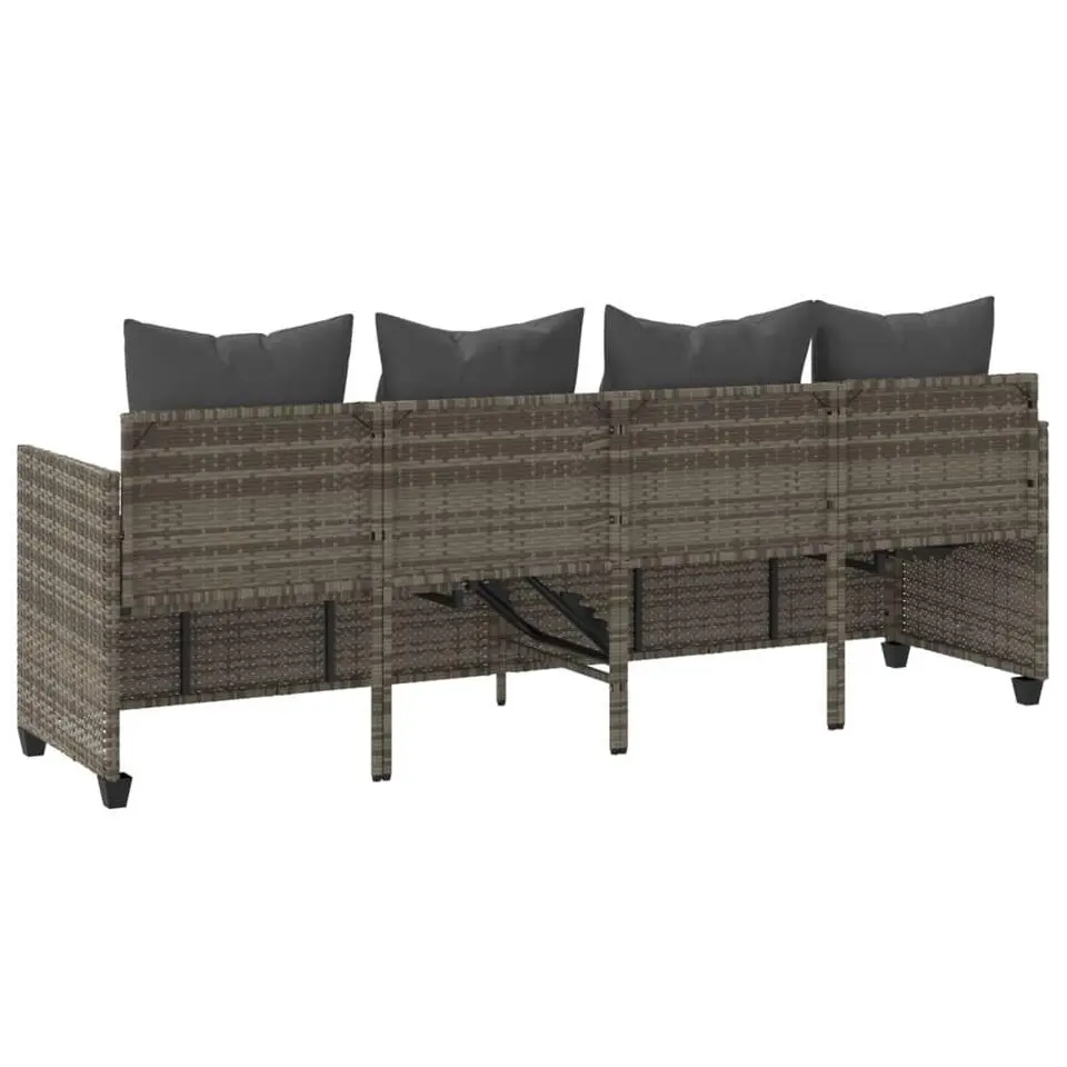 vidaXL - loungebank - Grijs - Poly rattan