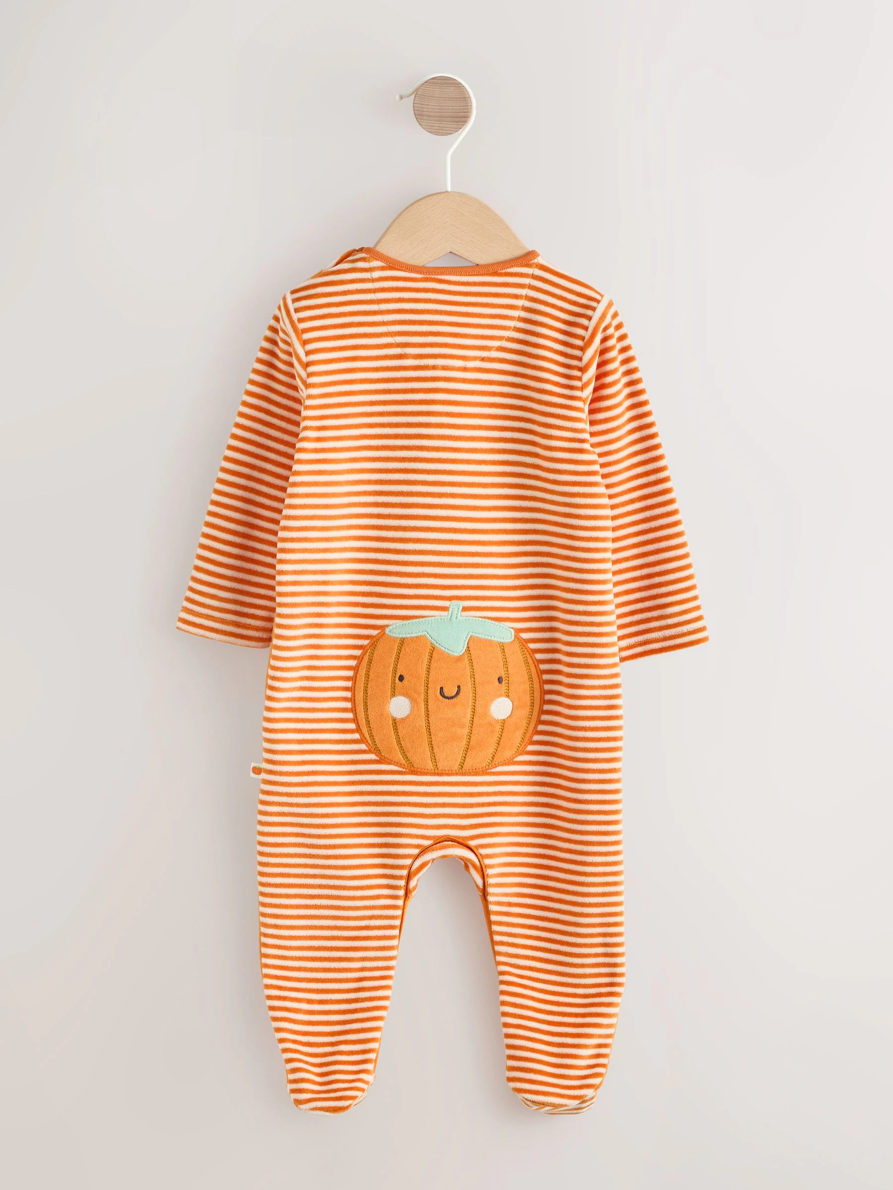 Oranje - Halloween velours babyrompertje met pompoenprint (0mnd-2jr)