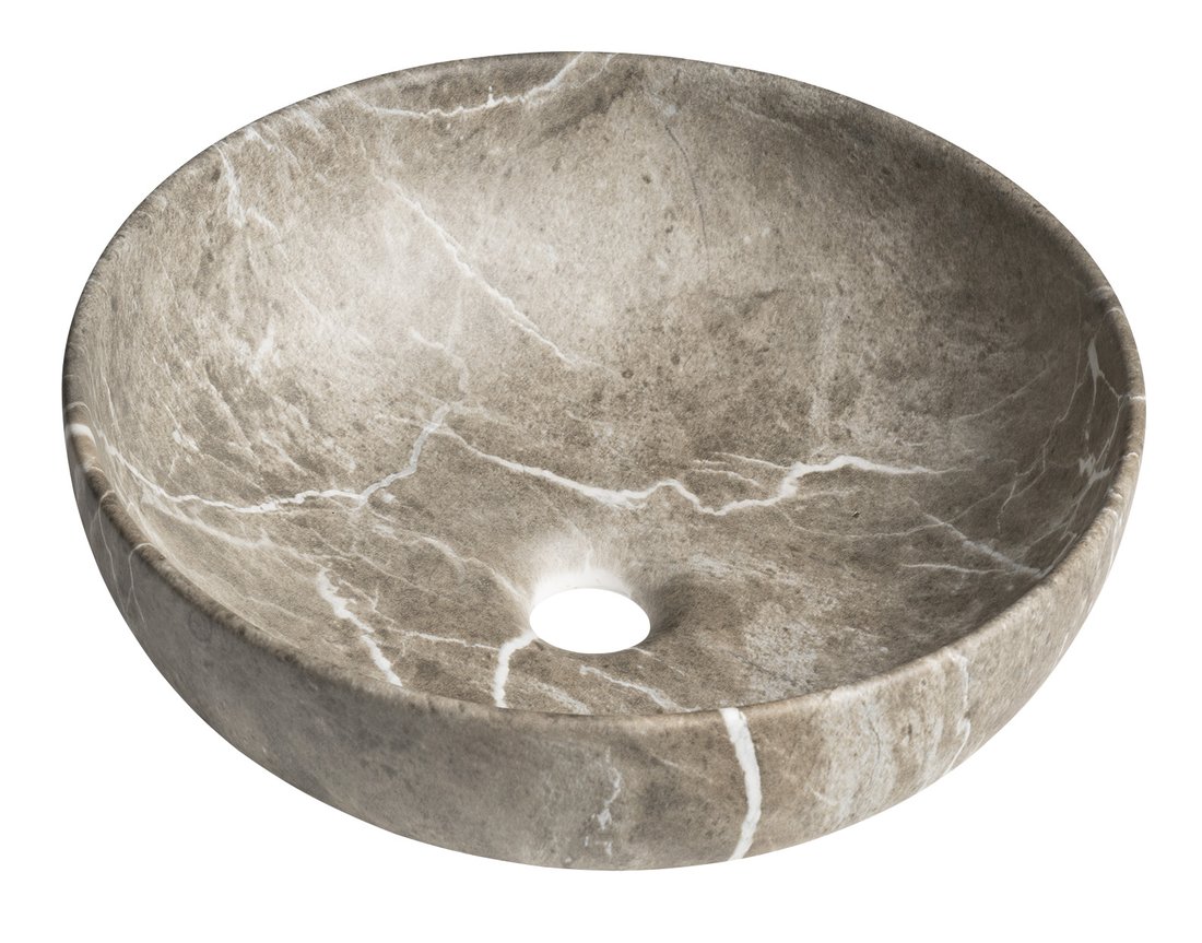 Sapho Rondane keramische waskom 41x41cm bruin marmer