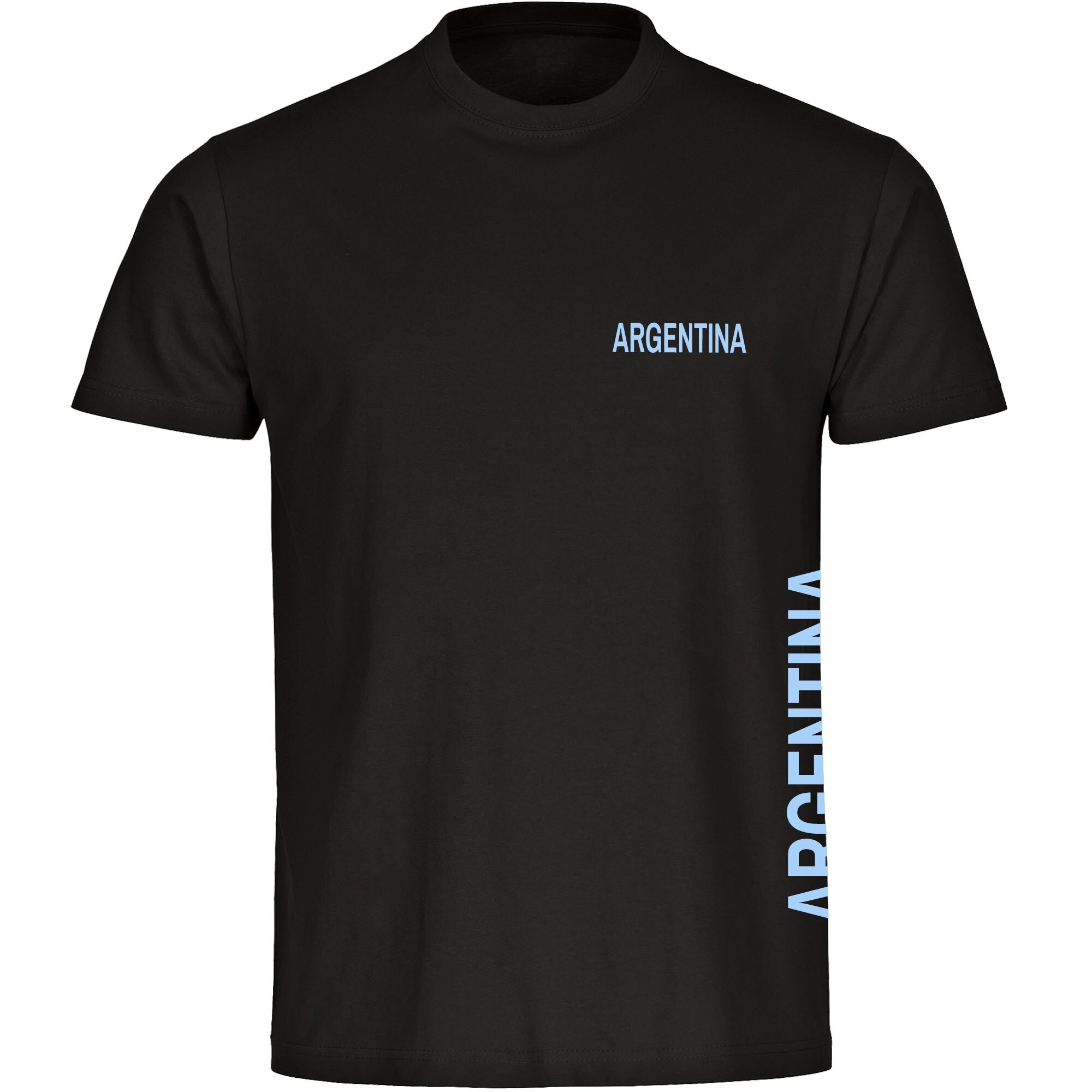 multifanshop® Herren T-Shirt - Argentina - Brust & Seite - Druck hellblau