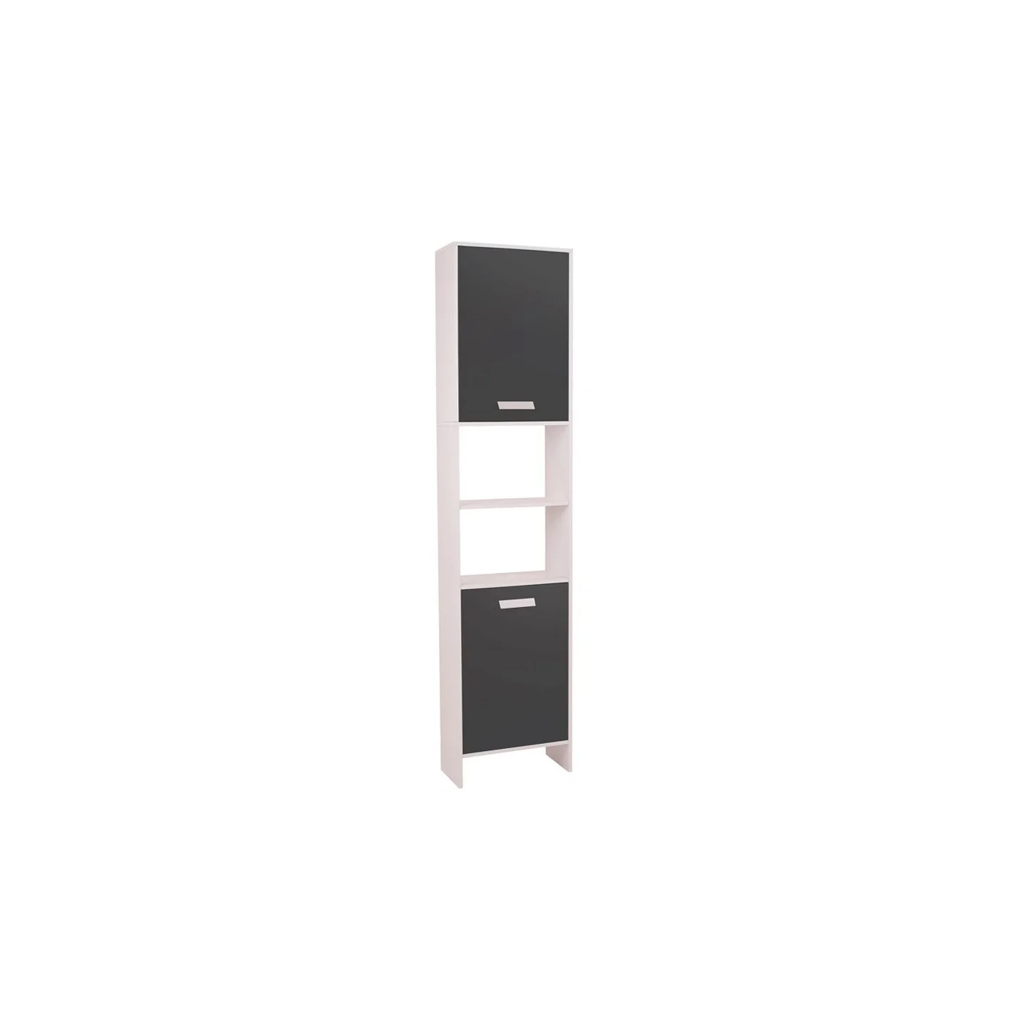 Meuble colonne salle de bain design LEA en bois blanc portes grises