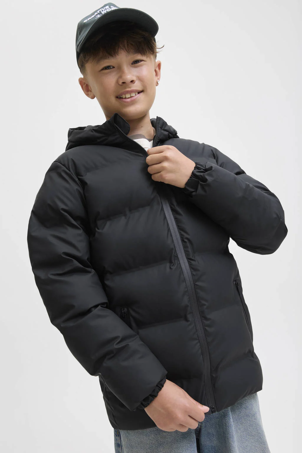 JACK & JONES JUNIOR gewatteerde jas zwart