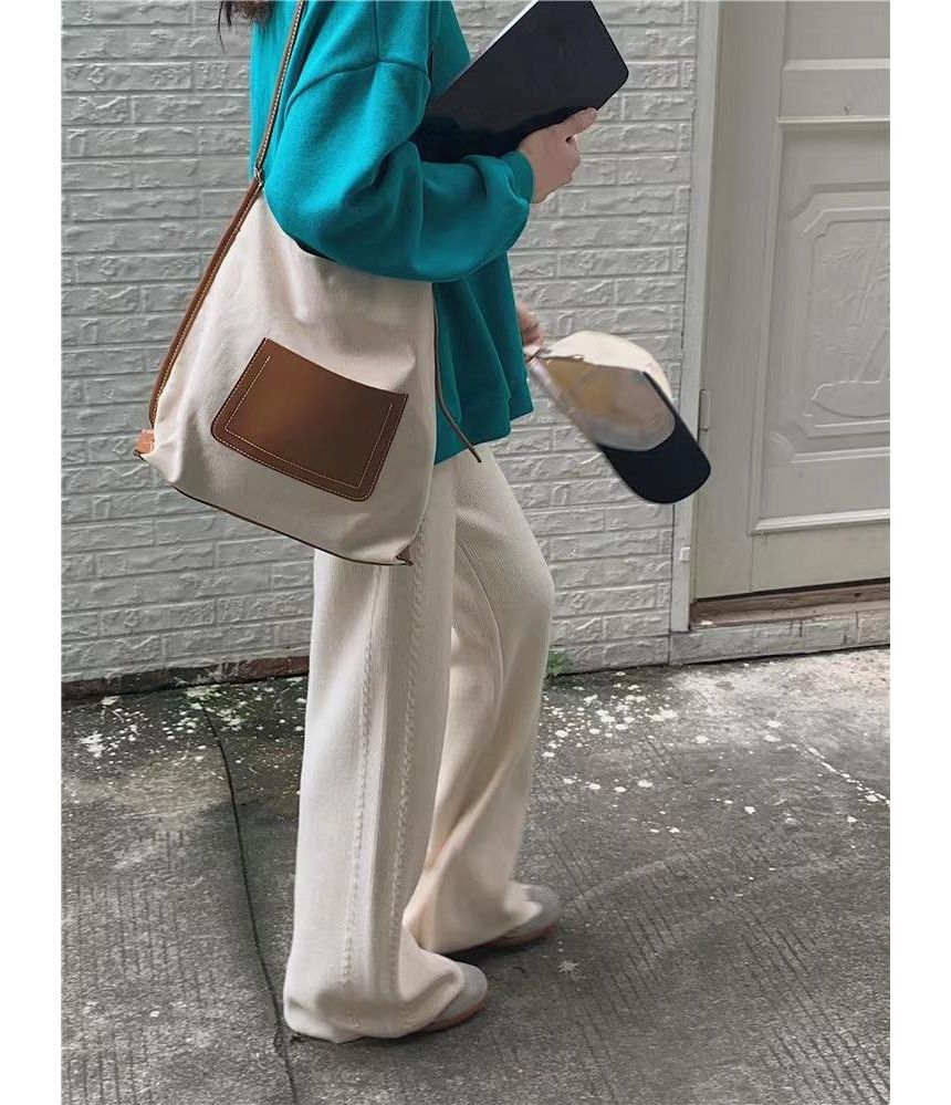Beaustreet - Hoge taille effen losse gebreide joggingbroek