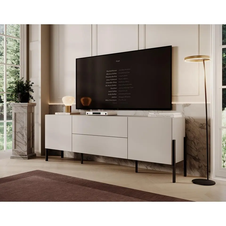 Meubella - TV-Meubel Jordy - Beige - 204 cm - Met lades