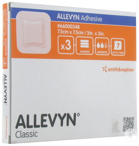 Allevyn Pansement Hydrocellulaire Adhésif 7,5x7,5cm Pièces 3 (66000348)