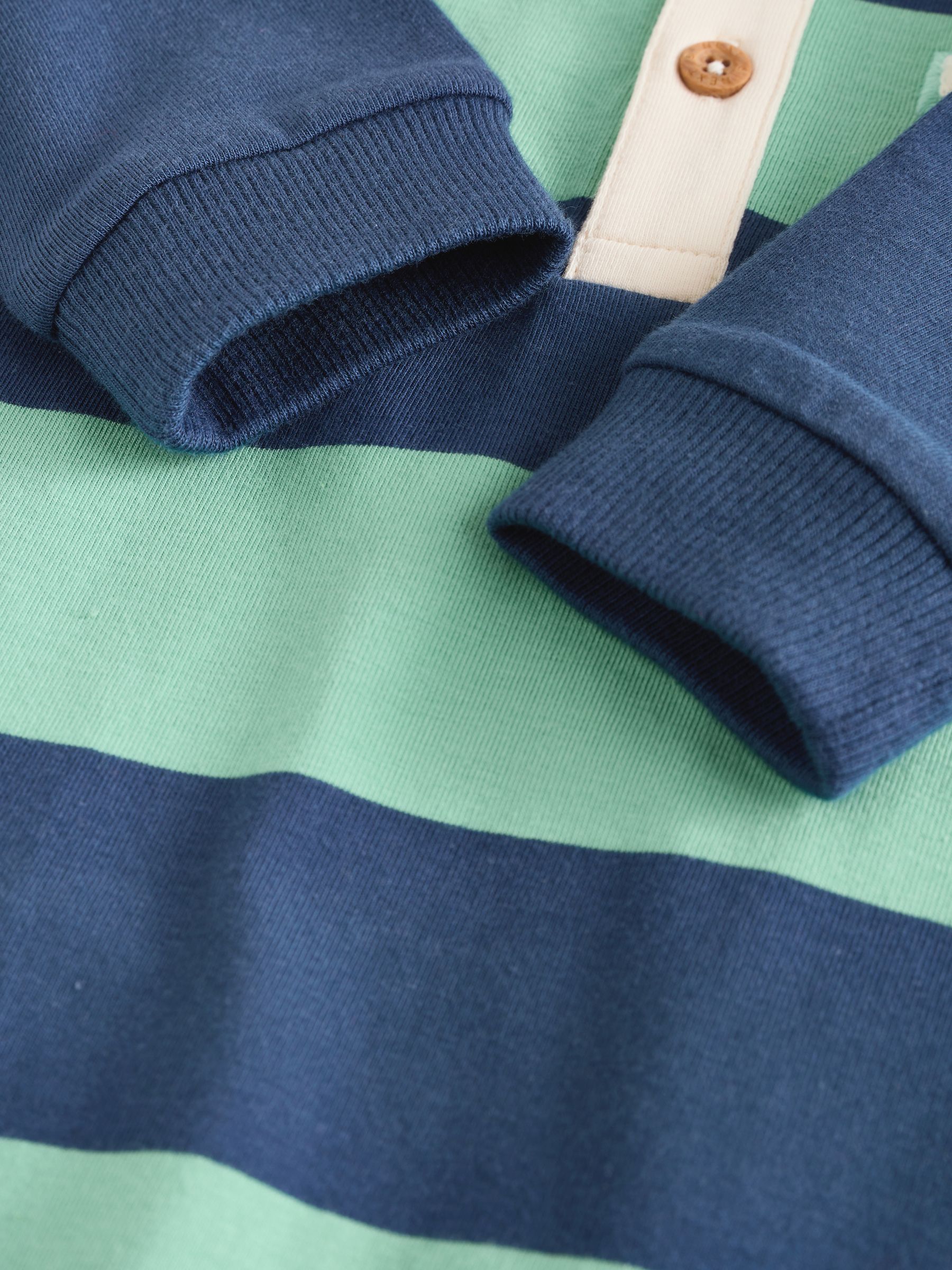 Blauw/groen gestreept - Set van 2 jersey babyrompers met kraag