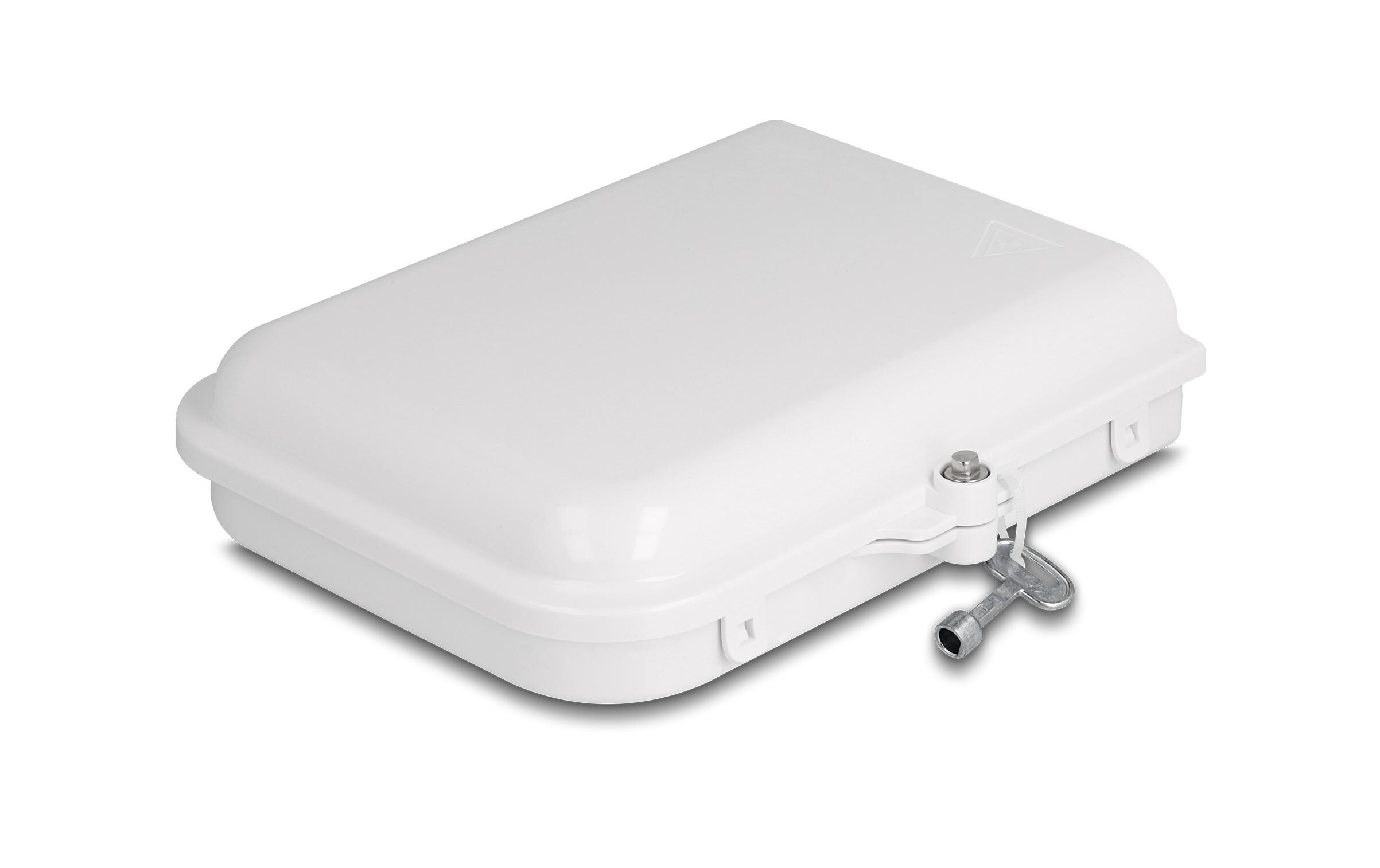 LWL Verteilerbox IP65, 8 Port, WeissDelock LWL Verteilerbox für Innen- und Aussenbereich IP65 wasserfest abschliessbar 8 Port weiss