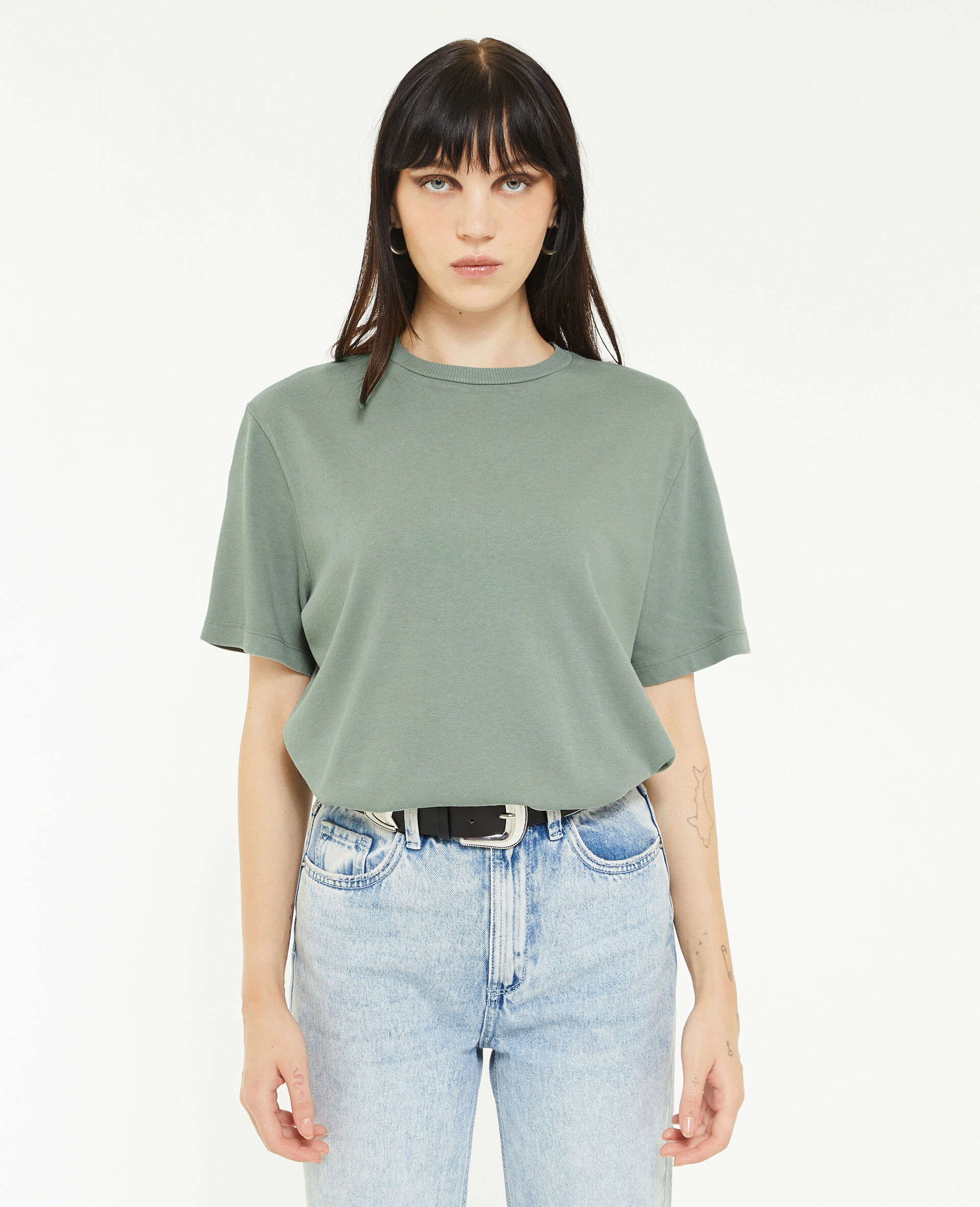 T-shirt à effet délavé - Vert kaki
