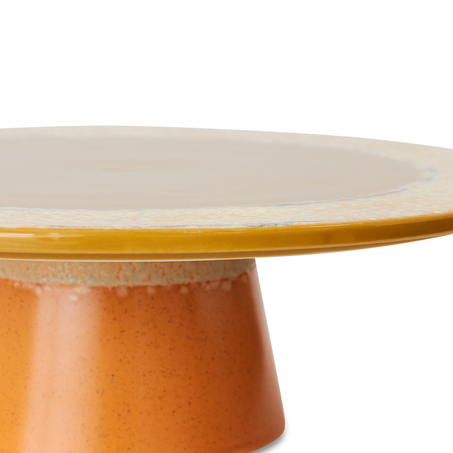 Servies 70s ceramics taartplateau L papaya