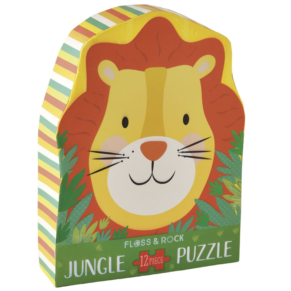 Køb Floss & Rock Puslespil m. formet motiv & æske 12 brikker Lion