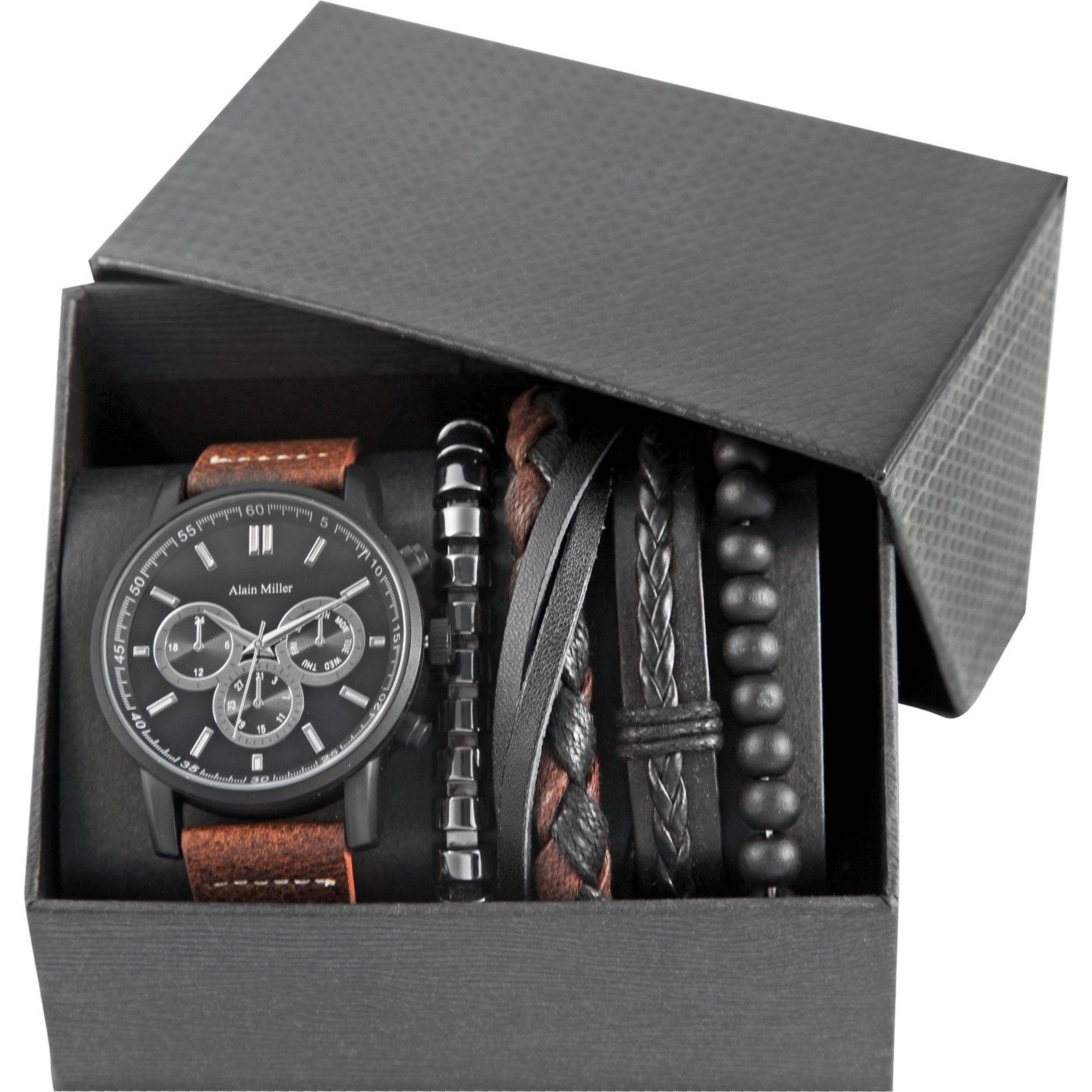 Alain Miller Herrenuhr mit Armbänder schwarz/braun