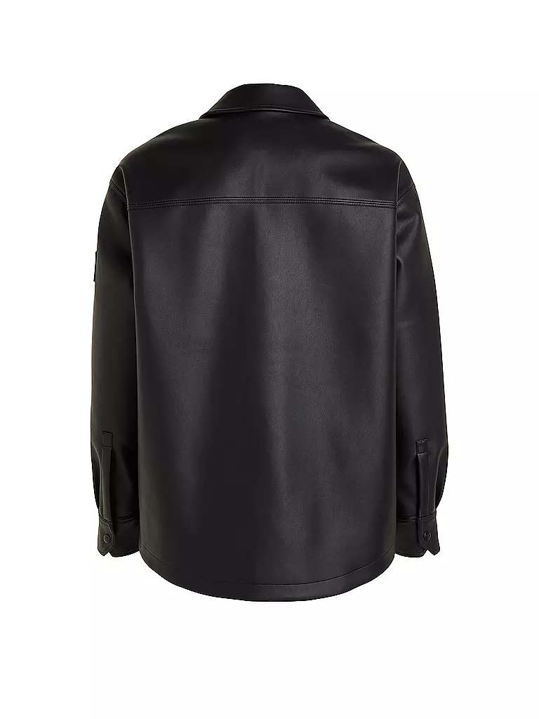 CALVIN KLEIN JEANS Overshirt in Lederoptik schwarz