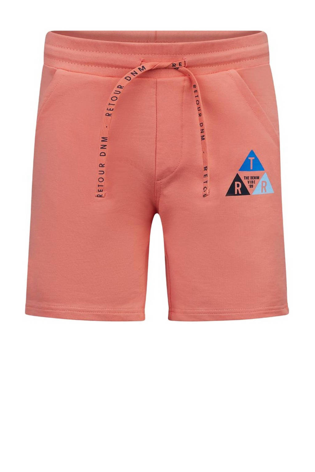 Retour Jeans sweatshort Leandro met printopdruk koraal