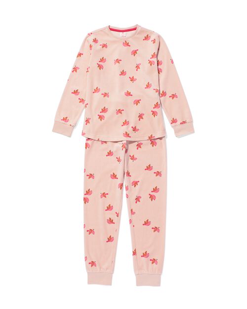 pyjama en velours avec oiseau pour enfant rose
