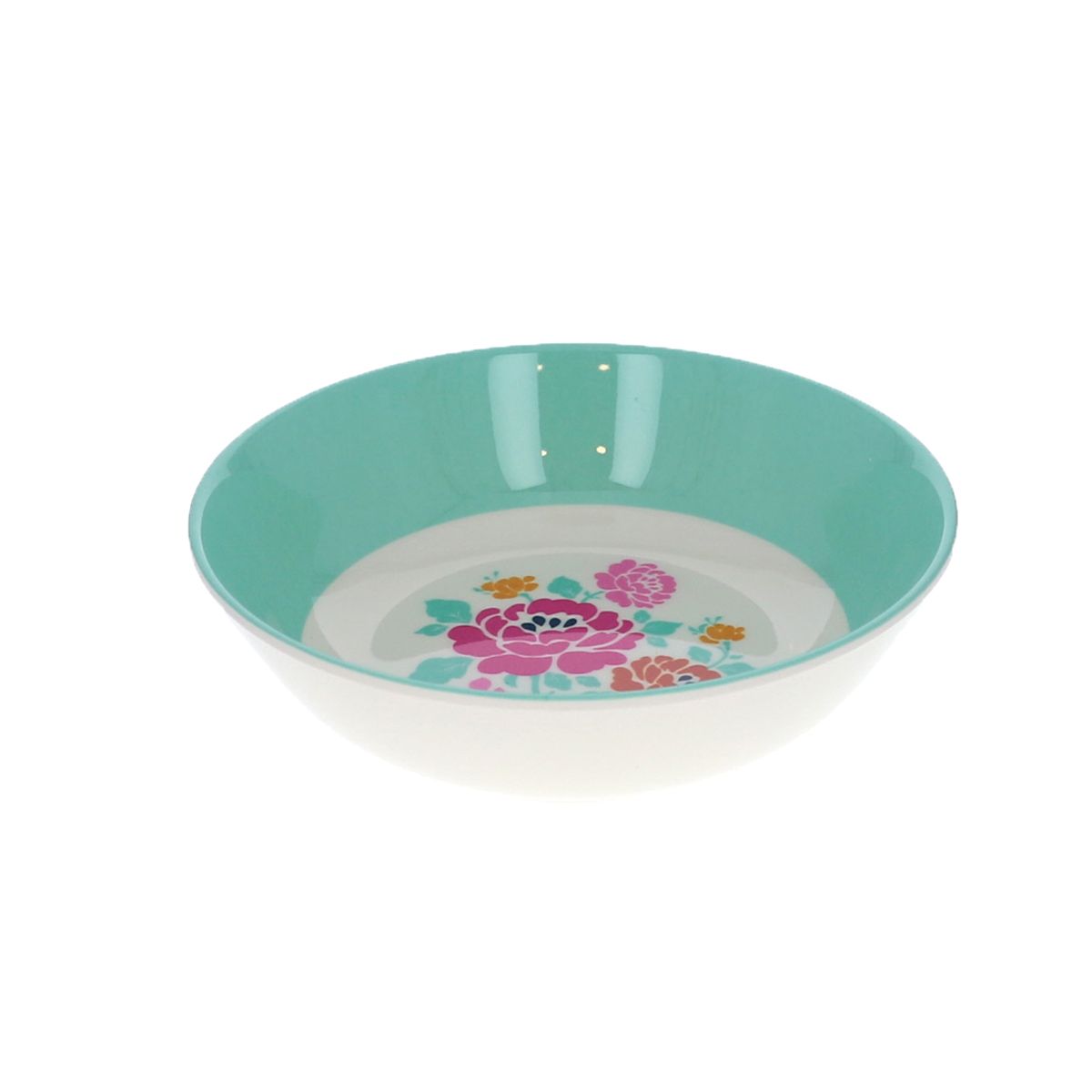 Assiette creuse en mélamine à fleurs turquoises Datcha Jolie saison