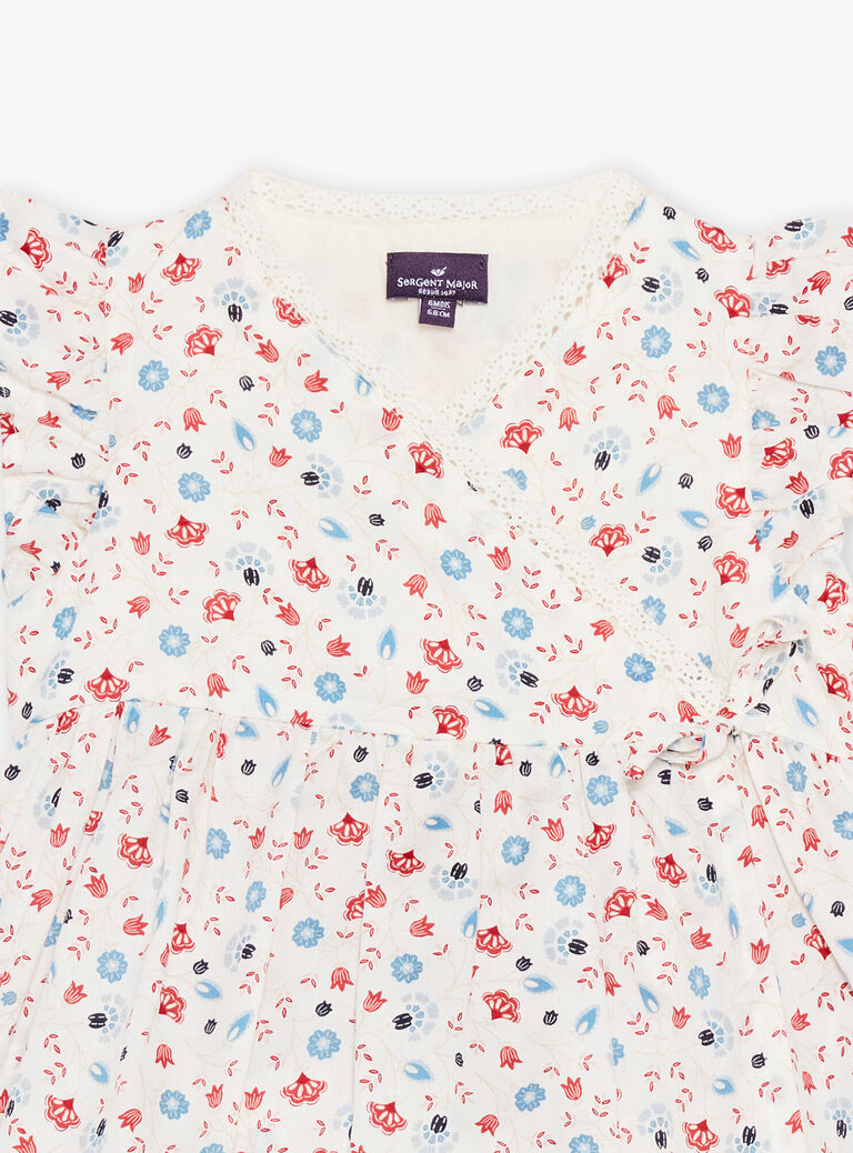 Robe cache-coeur écrue à fleurs et bloomer