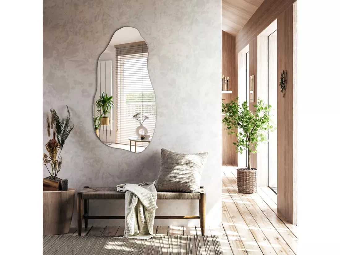 Miroir mural décoratif haut de gamme pour salle de bain, chambre à coucher, couloir - 50 cm x 100 cm
