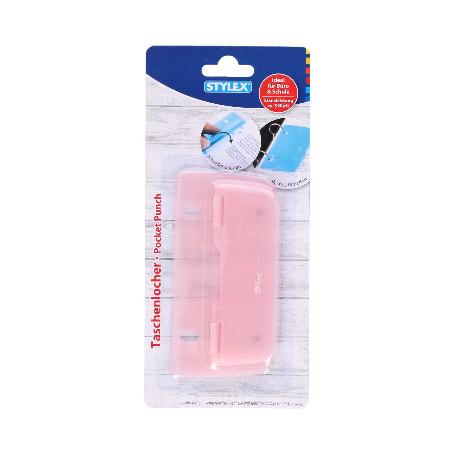 STYLEX® Taschenlocher mit Skalierung aus Kunststoff