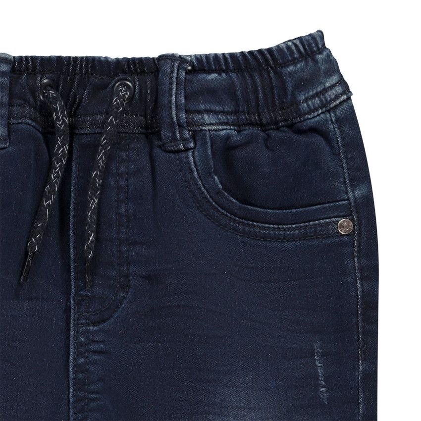 Jean style jogger en denim avec ceinture et chevilles rib pour garçon - Bleu marine