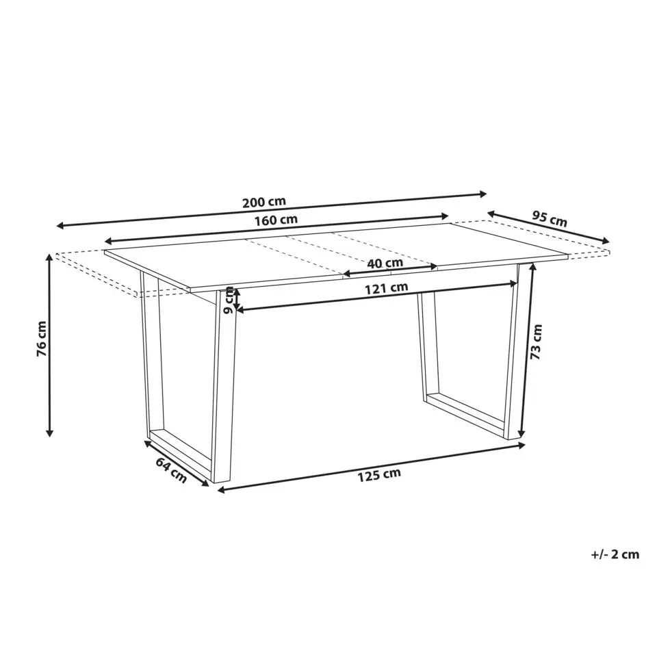CAMDEN - Uitschuifbare eettafel - Lichtbruin - 160/200 x 95 cm - MDF