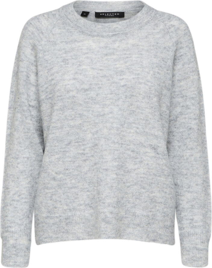 Selected Femme SLFLULU LS ALPACA BLEND KNIT O-NECK NOOS Grå