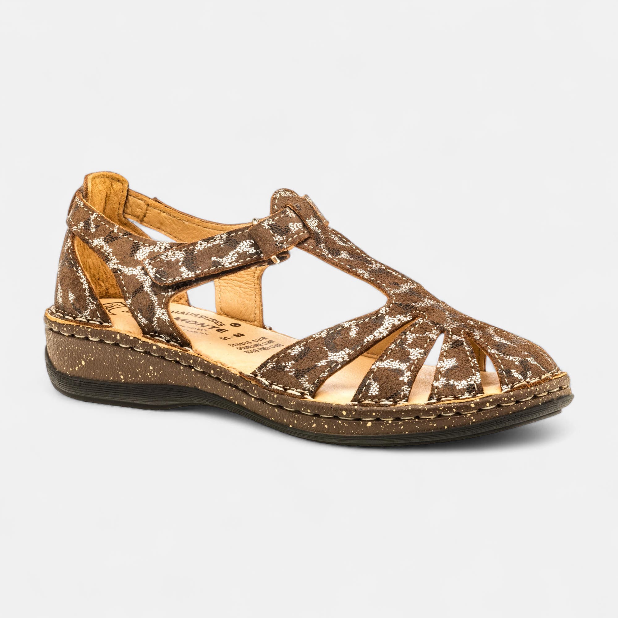 Nu-pieds confort Femme en cuir marron