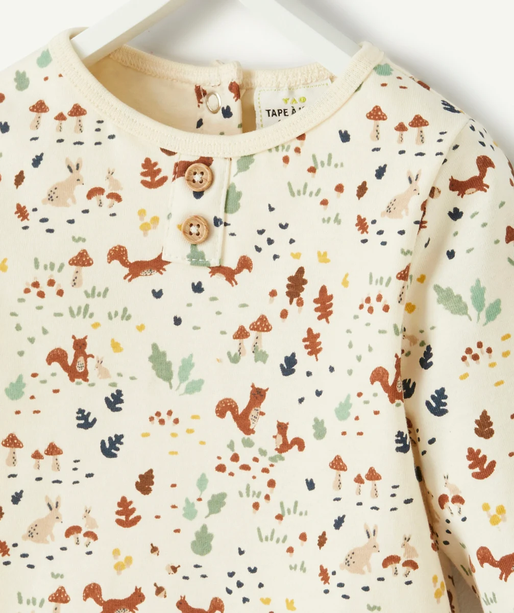 T-SHIRT BODY 2 EN 1 BÉBÉ EN COTON BIOLOGIQUE IMPRIMÉ FORÊT