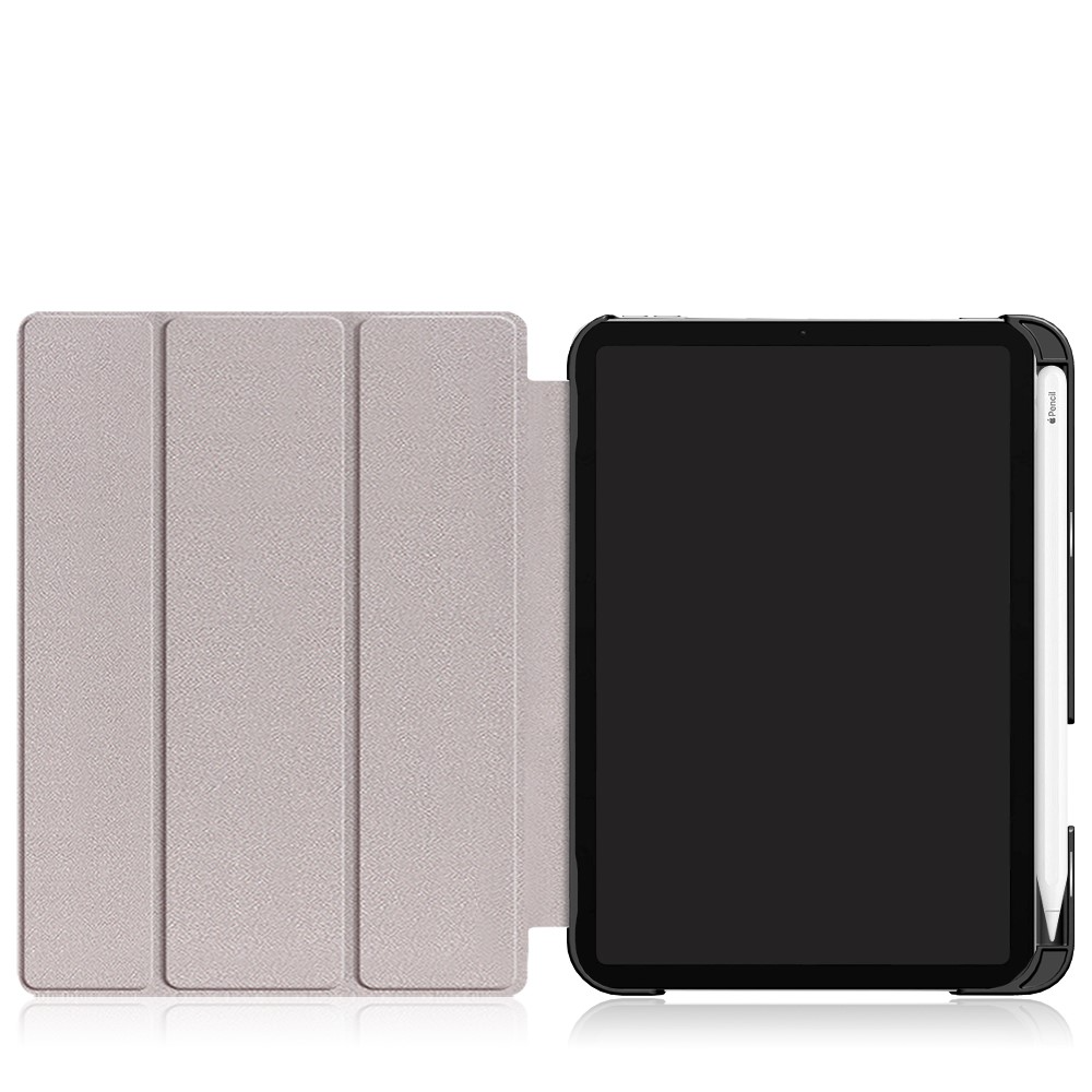 iPad Mini 7 (2024) / Mini 6 (2021) Leder Tasche Smart Case Hülle   Apple Pencil Halterung - Schwarz