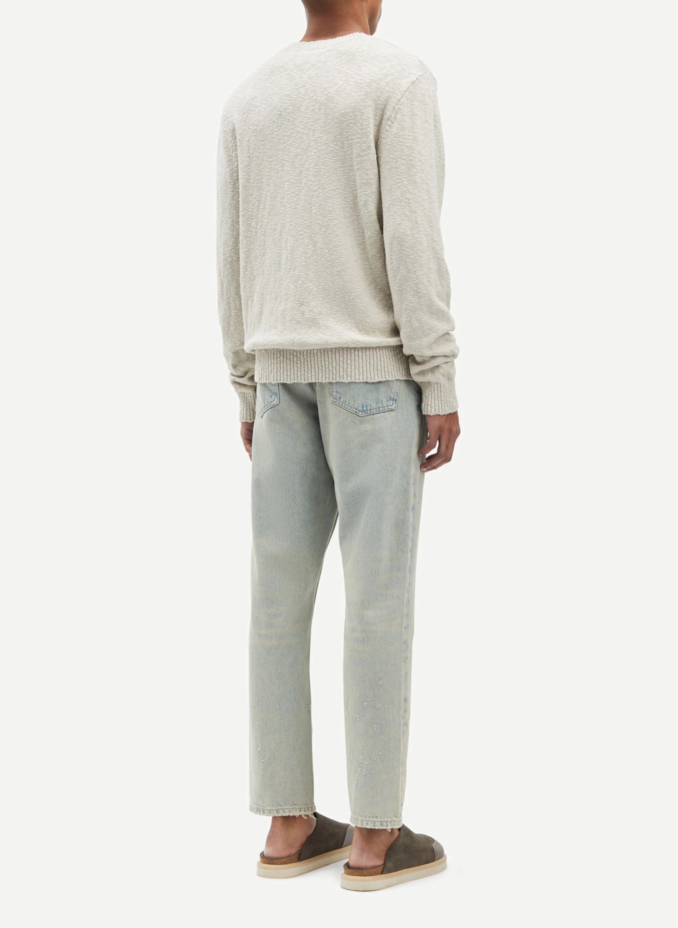 RAY - Pull droit col ras du cou en coton | Blanc