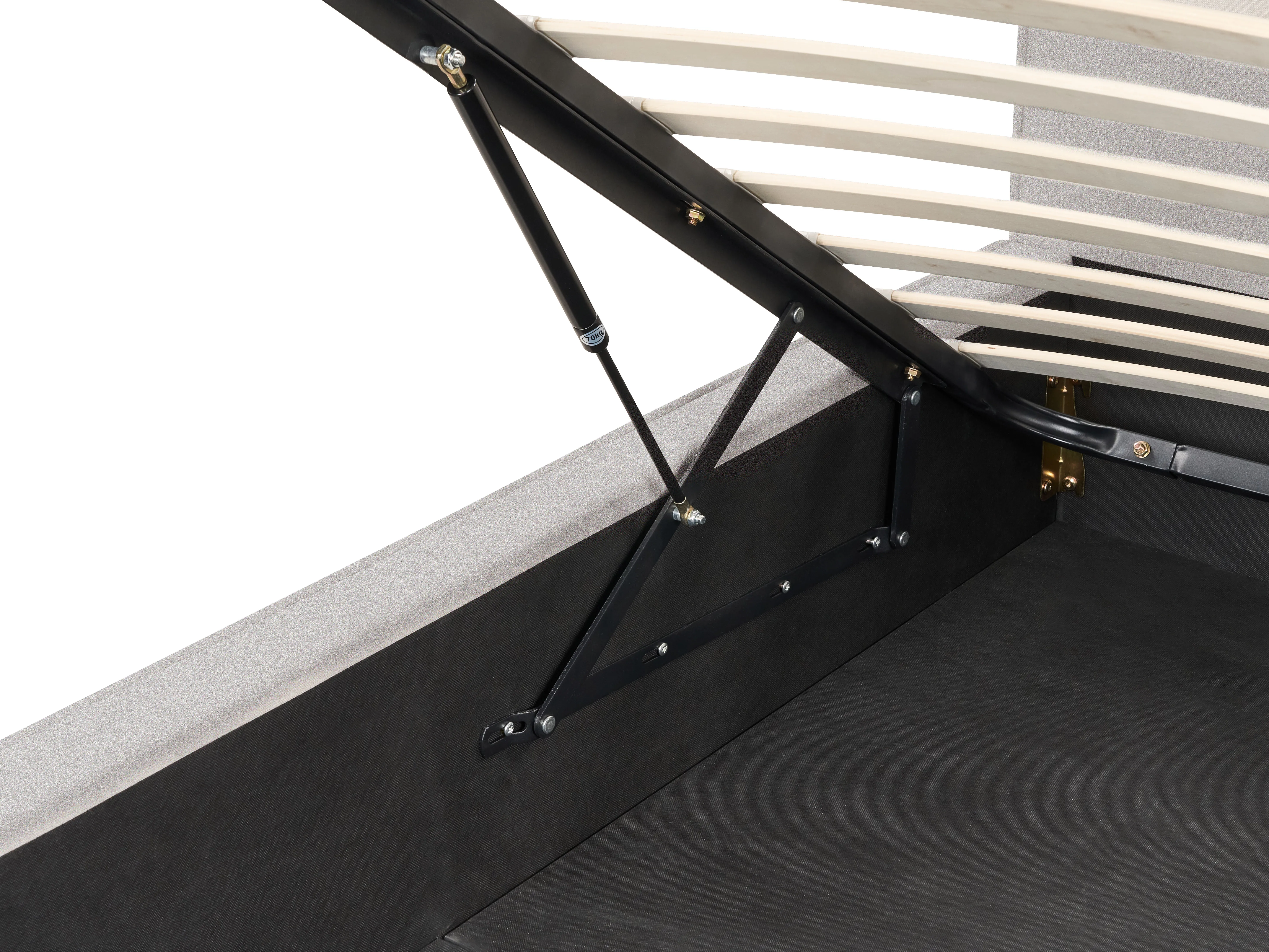 Bed met opbergruimte Stof MOISSAC 160 x 200 cm Lichtgrijs
