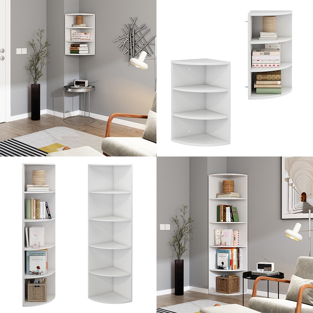 Oskar-Store Eckregal Fabienne, 180x40cm, Weiß, stehendes Bücherregal mit 5 Fächern